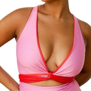 Baiia NWT Womens Size 14 Twist Front Pink Red Reversible 4 Piece Swim Bikini Top
